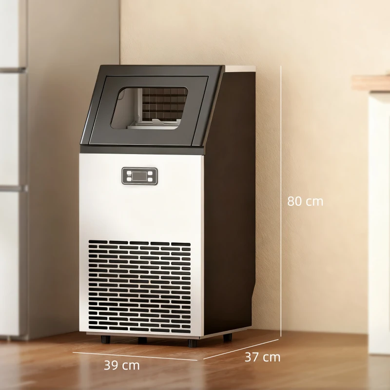 HOMCOM Máquina de Cubos de Gelo Comercial 45 kg/24 h com Reservatório de 11 kg Ecrã LCD para Restaurante