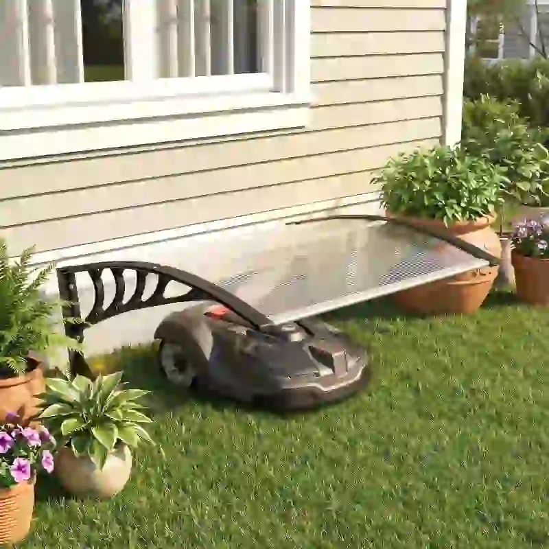 Outsunny Garagem para Robô Cortador de Relva Cobertura Alumínio 100x81x43 cm Branco