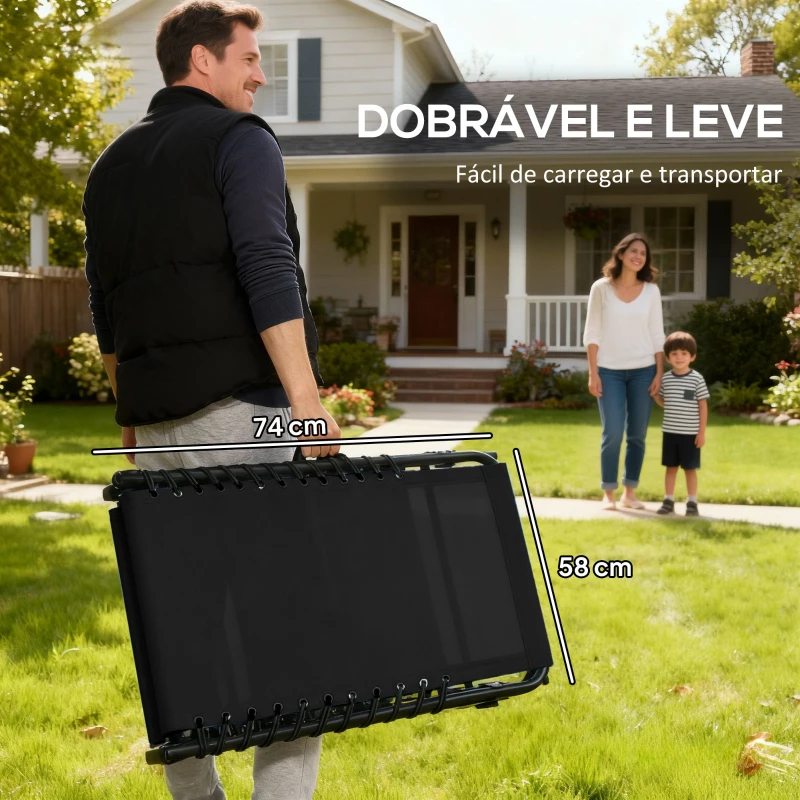 Outsunny Espreguiçadeira Dobrável e Ajustável em 4 Posições Espreguiçadeira Reclinável de Jardim para Exterior  197x58x76cm Preto