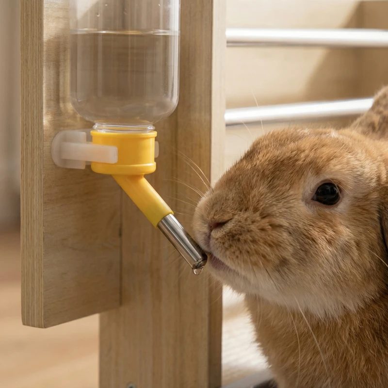 PawHut Heuraufe für Kaninchen mit Auffangschublade Heuraufe aus Holz mit Edelstahlschüssel und Wasserflasche