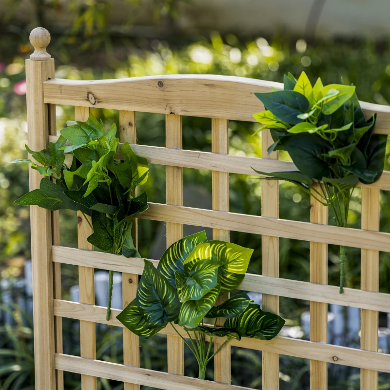 Outsunny Garden Planters with Trellis for Climbing Vines, Wood Raised Beds for Garden, Flower Pot, Indoor Outdoor, Natural