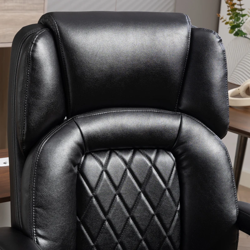 HOMCOM Big and Tall Office Chair 180kg with Spring Cushion, PU Leather - Black