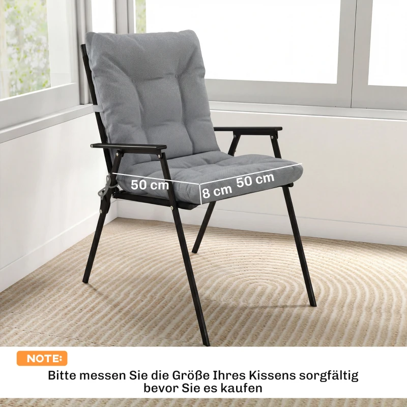 Outsunny Cojín de asiento exterior con respaldo y correas, acolchado repelente al agua para interior y exterior, Gris claro