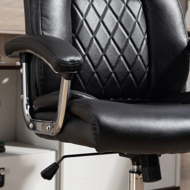 HOMCOM Big and Tall Office Chair 180kg with Spring Cushion, PU Leather - Black