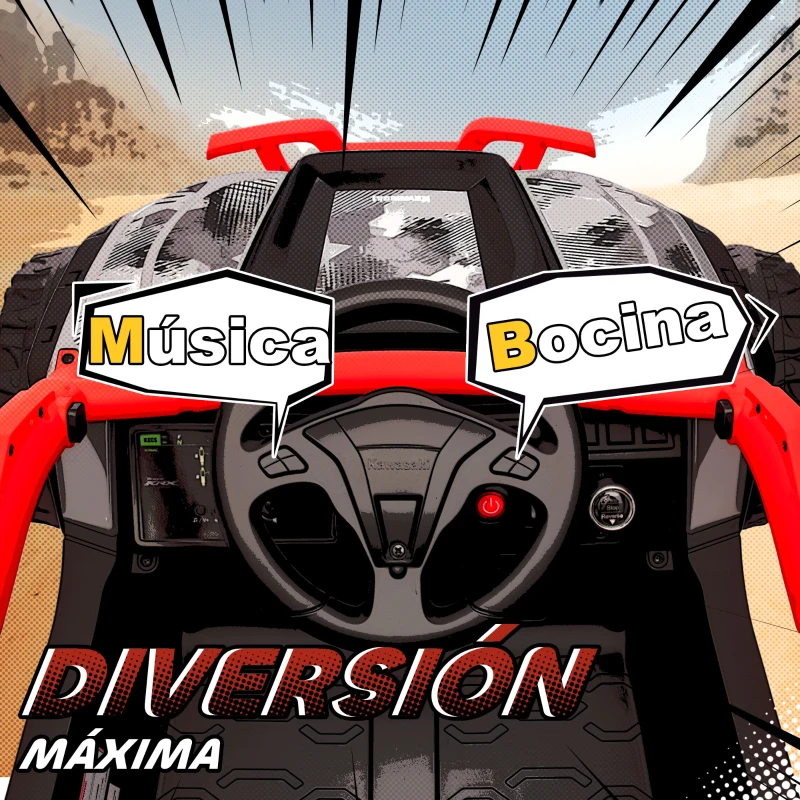 AIYAPLAY Coche Eléctrico para Niños 12V con Licencia Kawasaki Teryx KRX 1000 Control Remoto Suspensión Trasera Rojo