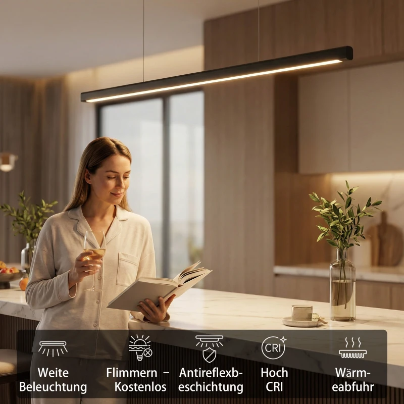 HOMCOM Pendelleuchte mit Fernbedienung und Speicherfunktion, Dimmbar mit einstellbaren Farbtemperaturen