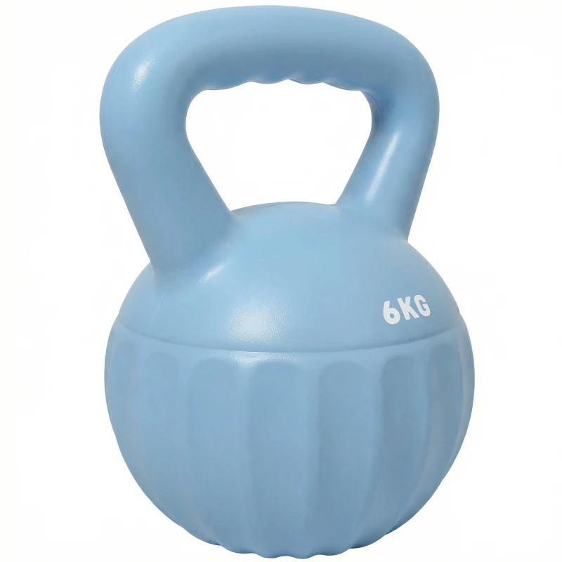 SPORTNOW Kettlebell 6 kg, pesa rellena de arena para principiantes, entrenamiento en casa, 17 x 17 x 23 cm, azul