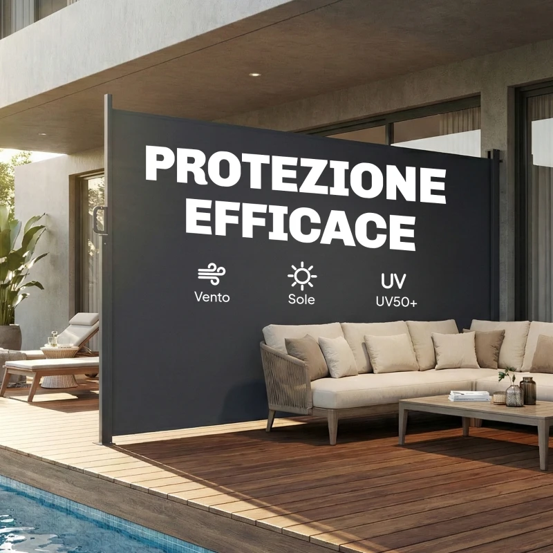 Outsunny Tenda Laterale Retrattile Impermeabile e UV 50+, in Alluminio, Acciaio e Poliestere, 420x185 cm, Grigio Scuro