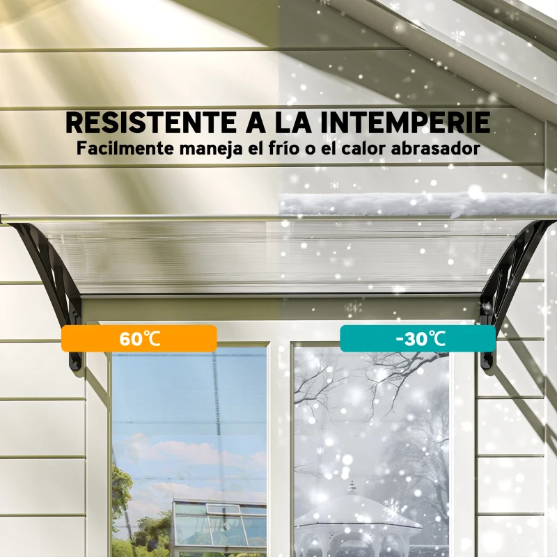 Outsunny Marquesina para Puertas y Ventanas 110x60 cm con Paneles de Policarbonato Regleta de Aluminio Transparente