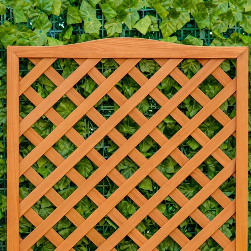 Outsunny 53L Garden Wooden Planter Box with Trellis Free Standing Flower Raised Bed with Lattice for Climbing Plants, 76cm x 36cm x 170cm, Brown