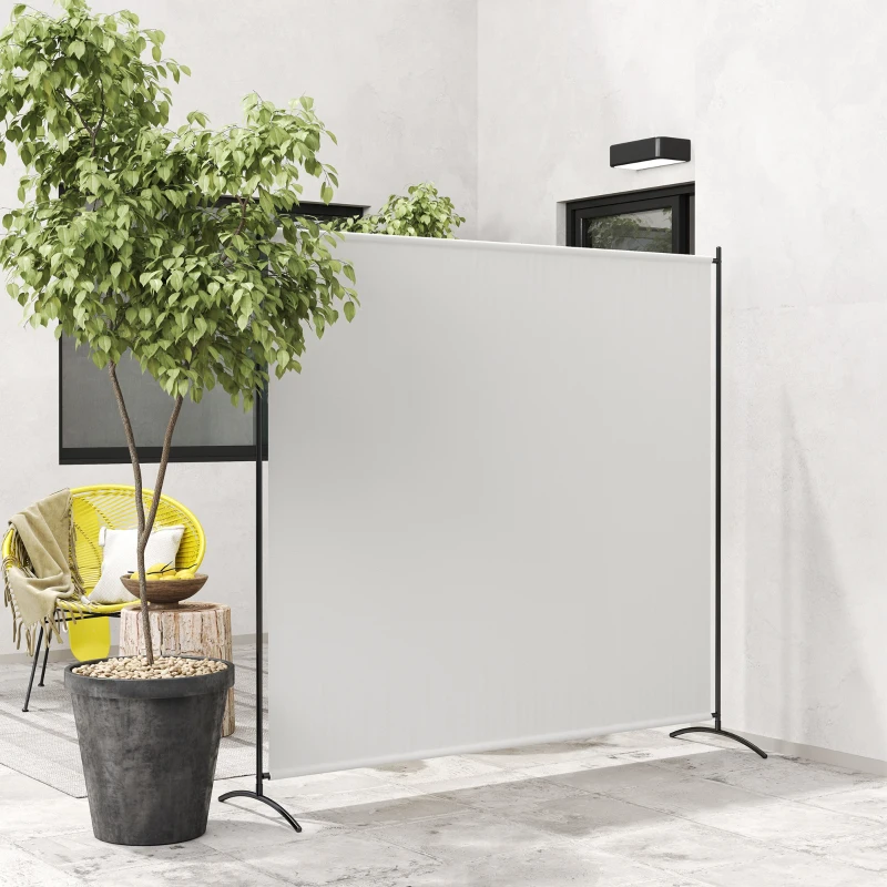 Outsunny Biombo Exterior de Painel Único, Separador de Ambiente de 180H cm com Proteção UV30+, Bege
