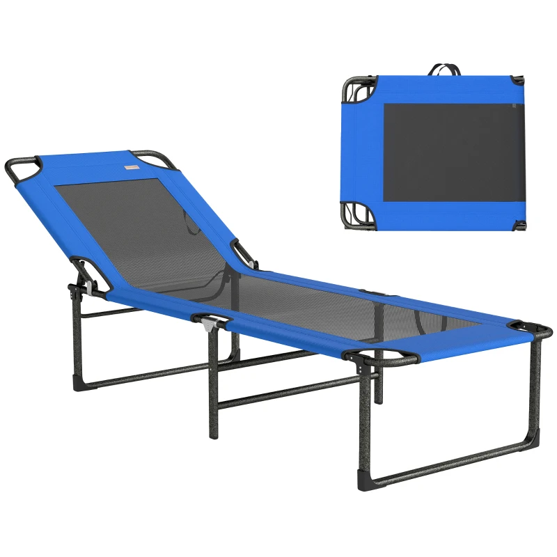 Outsunny Klappbare Liege mit 4-fach verstellbarer Rückenlehne Asas y Respaldo de Textilene Carga 120 kg 175x58x68 cm Azul