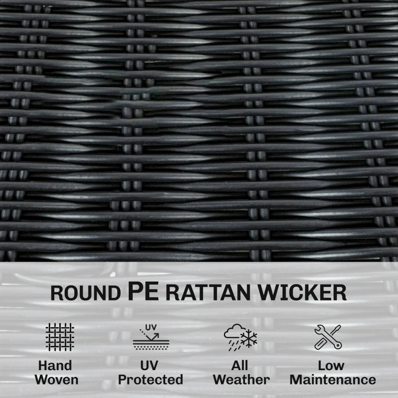 Outsunny Tuinbank met kussens 2-zits bank outdoor balkonbank rotanbank tuinmeubelen 123 x 67 x 72 cm lichtgrijs