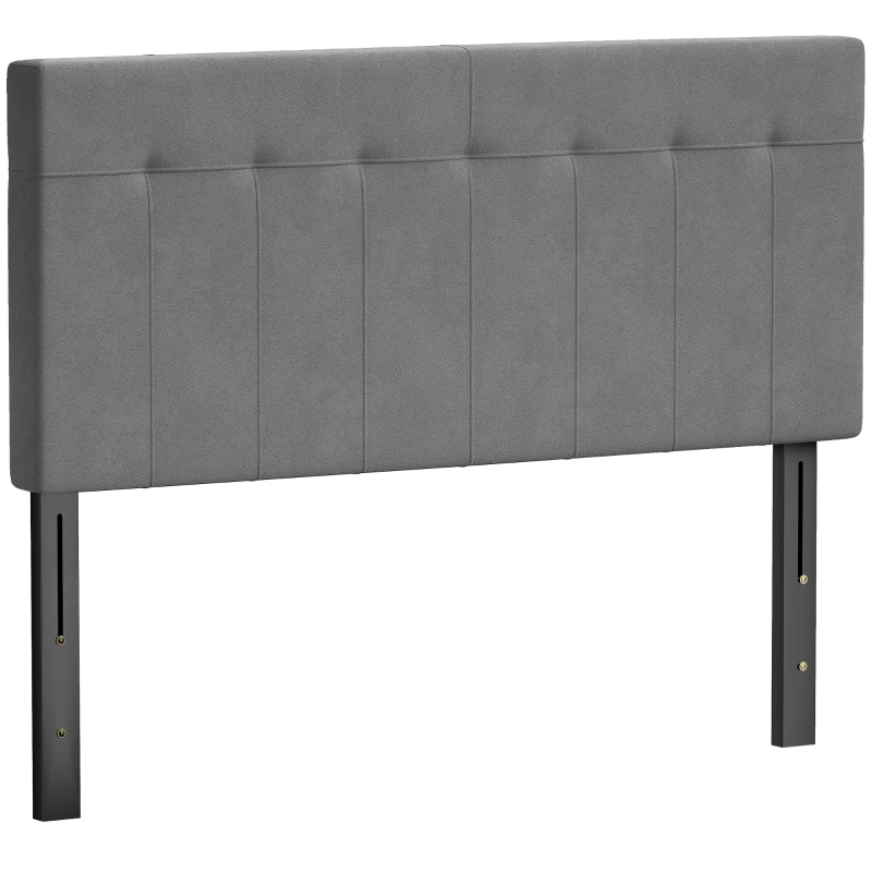 HOMCOM Cabeceira 3 Alturas Ajustável com Pés de Metal Efeito Veludo para Quarto 140x10x106/116/126 cm Cinza