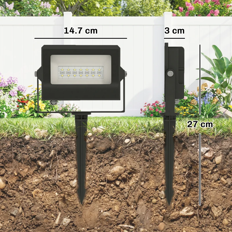 Outsunny 32W LED Floodlights, Linkable 4-Pack Landscape Lighting with Remote Control, RGB Colour Changing, UK Plug, Black