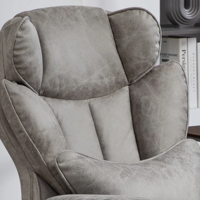 HOMCOM Executive Office Chair, Ergonomic Desk Chair with Foot Rest, Lumbar Support, Reclining Function and Wide Seat, Grey