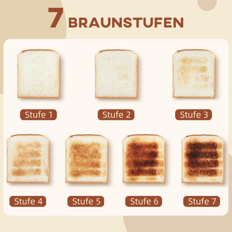 HOMCOM 4-Scheiben-Toaster mit 7 Bräunungsstufen, High-Lift, Aufwärmen/Auftauen/Abbrechen, 1860W, Schwarz mit Wabenstruktur