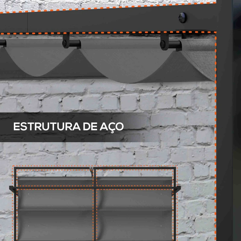 Outsunny Pérgola 3x4 Pérgola de Jardim com Teto Retrátil de Poliéster e 12 Orifícios de Drenagem Cinza