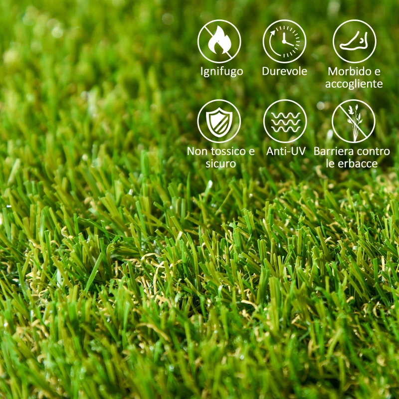 Outsunny Erba Finta Prato Artificiale Sintetica Realistica 30x30cm Verde Scuro