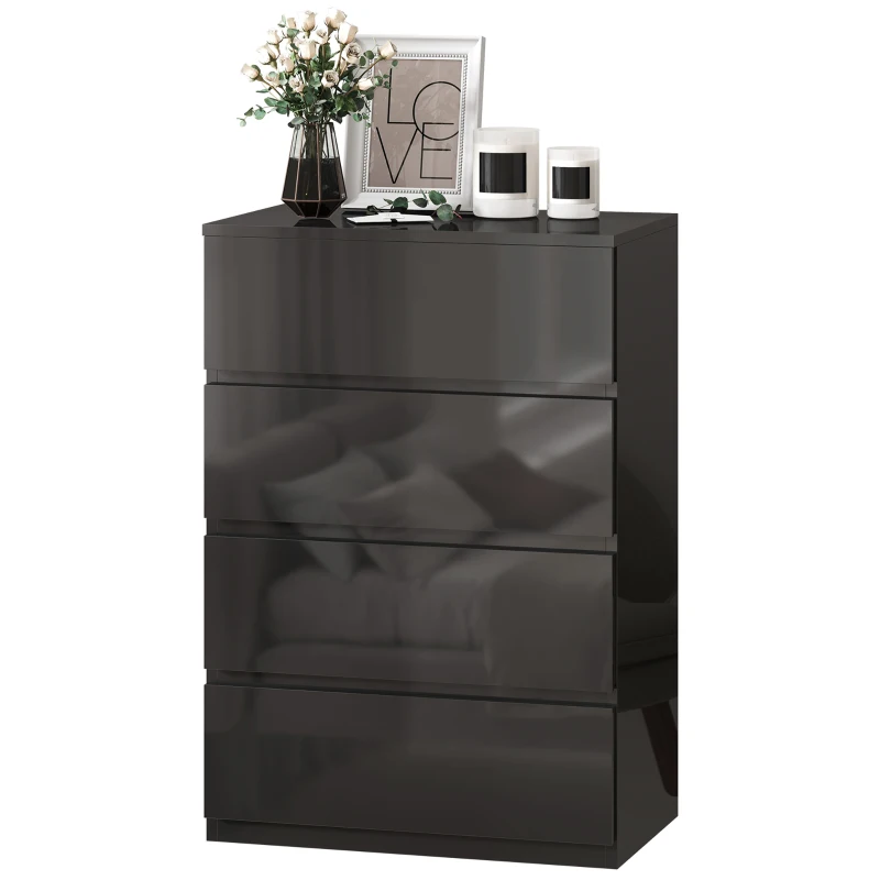 HOMCOM Chest of Drawers, 4-Drawer Storage Cabinets, Modern Dresser, Storage Drawer Unit for Bedroom