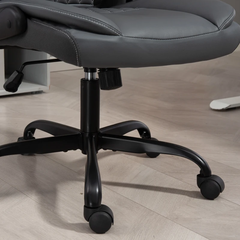 HOMCOM Faux Leather Office Chair. with Flip-Up Armrests - Charcoal Grey