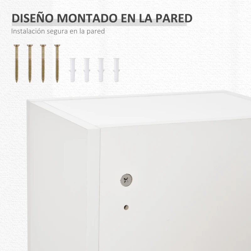 kleankin Botiquín de Pared de Primeros Auxilios 5 Niveles con Estantes Ajustables de Vidrio Cerradura Llaves 30x20x70 cm Blanco
