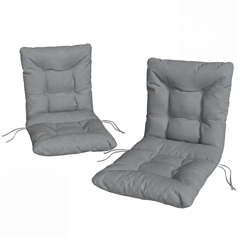Outsunny Cojín de asiento exterior con respaldo y correas, acolchado repelente al agua para interior y exterior, Gris claro