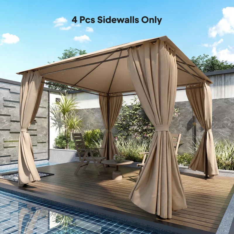 Outsunny 4 Pack Replacement Gazebo Curtains Privacy Panel for Most 3 x 3 m Gazebo, Outdoor Shelter Sidewalls, Khaki