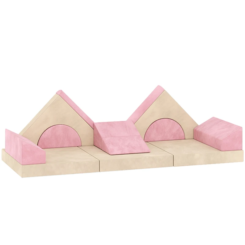 AIYAPLAY Kids Play Sofa, 12 Pieces Foam Modular Soft Play Set for Playroom, Children Convertible Sofa for Boys and Girls, Pink