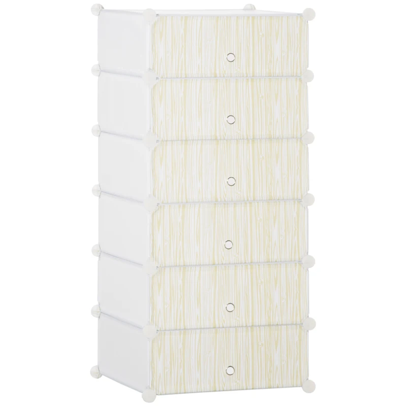 HOMCOM Sapateira modular, móvel de arrumação com 6 cubos empilháveis em plástico, 49 x 36,5 x 108 cm branco