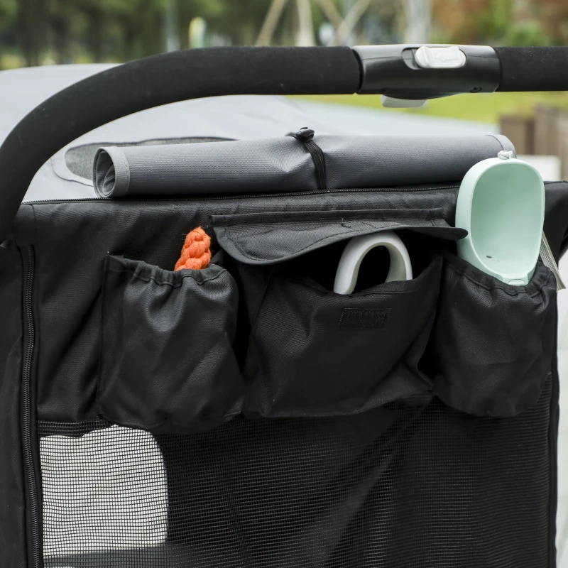 PawHut Foldable Pet Stroller, with Universal Wheels, Shock Absorber, for Medium and Large Dogs - Black