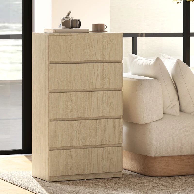 HOMCOM Chest of Drawers, 5-Drawer Storage Cabinets, Modern Dresser, Storage Drawer Unit for Bedroom