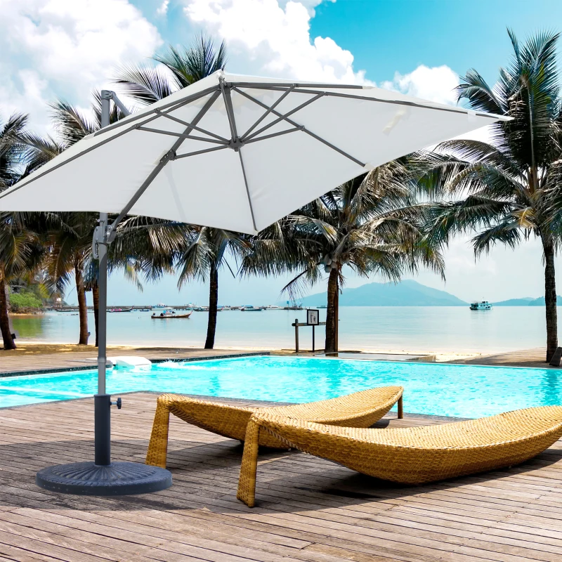 Outsunny 14kg Garden Parasol Base, Round Resin Sun Umbrella Base, Outdoor Umbrella Stand for 38mm or 48mm Outdoor Umbrella Poles, Bronze Tone