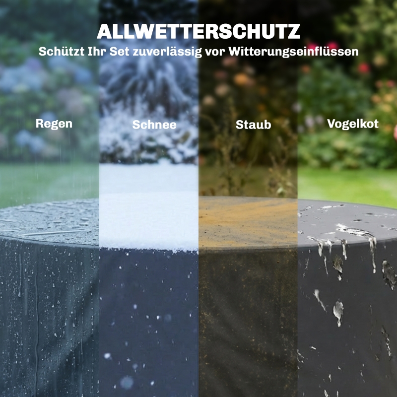 Outsunny Schutzhülle für Gartenmöbel Winterfest Wasserdicht Abdeckung Anti-UV Abdeckplane 420D Oxford Gewebe Ø214x70Hcm Schwarz