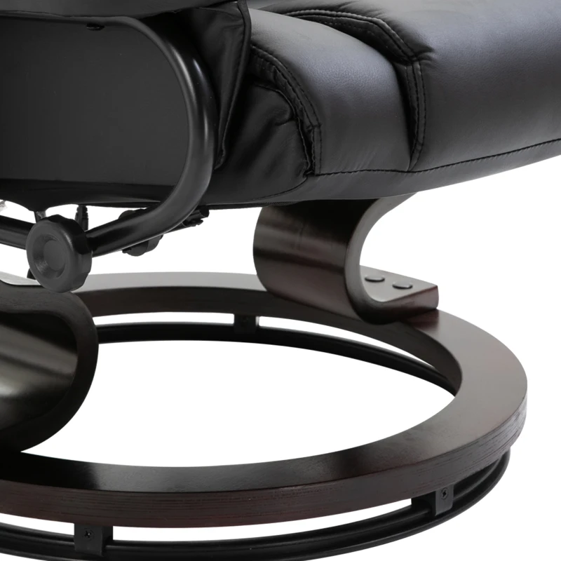 HOMCOM Fotoliu Relax cu Taburet Suport pentru Picioare și Funcție de Masaj, Rabatabil la 145° și Rotativ la 360°, Negru