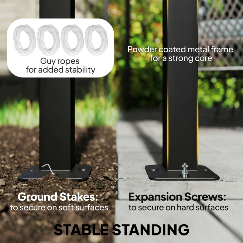 Outsunny 3 x 4 m Outdoor Garden Gazebo with Netting and Curtains, UPF50+ Patio Gazebo Permanent Pavilion Canopy, Dark Grey