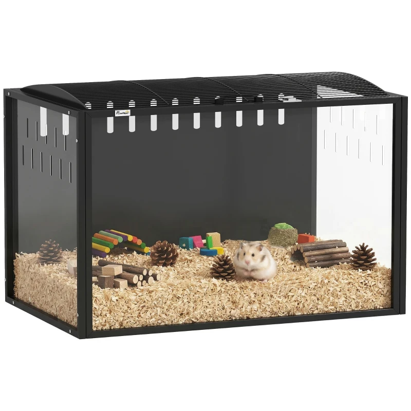 PawHut Hamster Cage Steel Chewproof with Openable Top, Deep Burrow for Dwarf Syrian Hamster, Gerbil, Rats, 81 x 51 x 53 cm