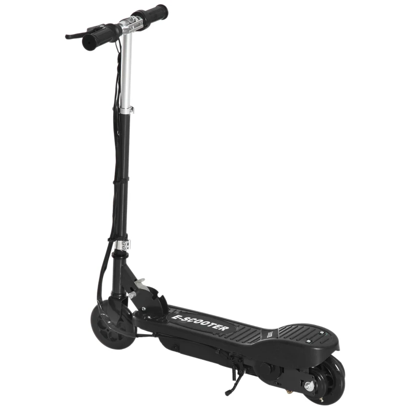 HOMCOM Patinete Eléctrico para Niños de +7 Años Scooter Plegable con Altura Ajustable Batería Recargable 24V Velocidad hasta 12 km/h y Freno Carga 50 kg 74x36x69-91 cm Negro