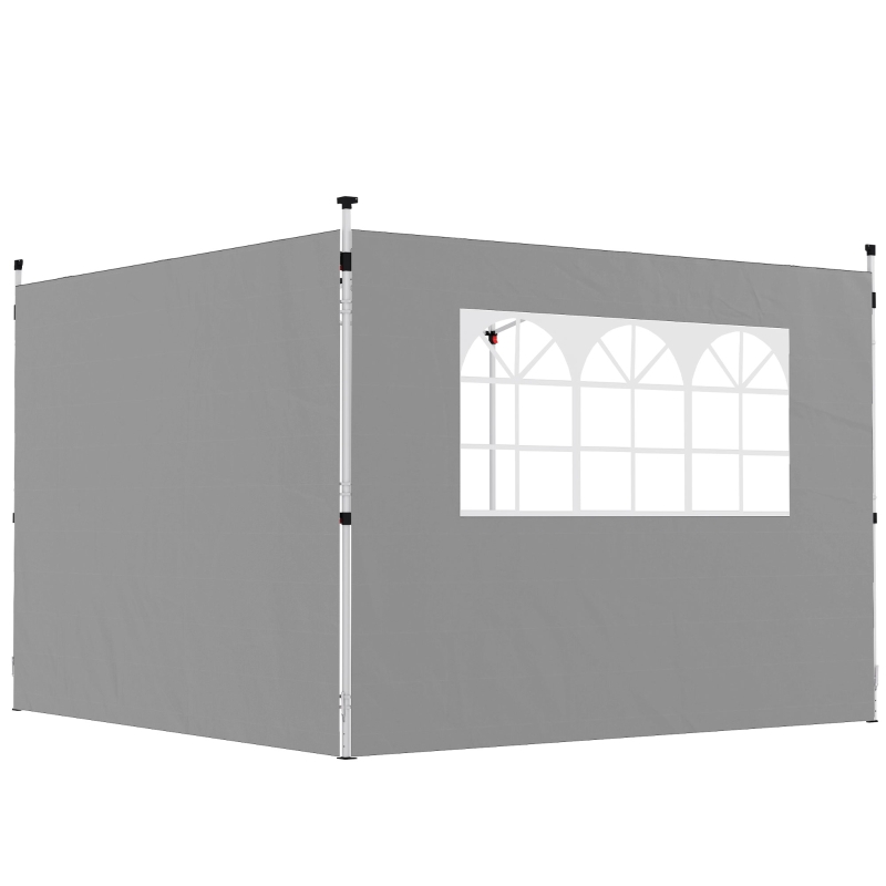 Outsunny Paneles laterales para pabellón 3 x 3 m paneles para pabellón con ventana lote de 2 tela Oxford gris claro