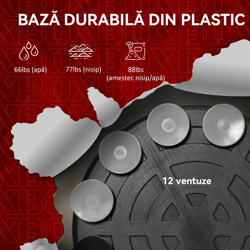 SPORTNOW Sac de Box pe Podea cu Bară Rotativă, Speedball și Țintă, din Oțel, HDPE și PU, 80.5x48x163-205 cm