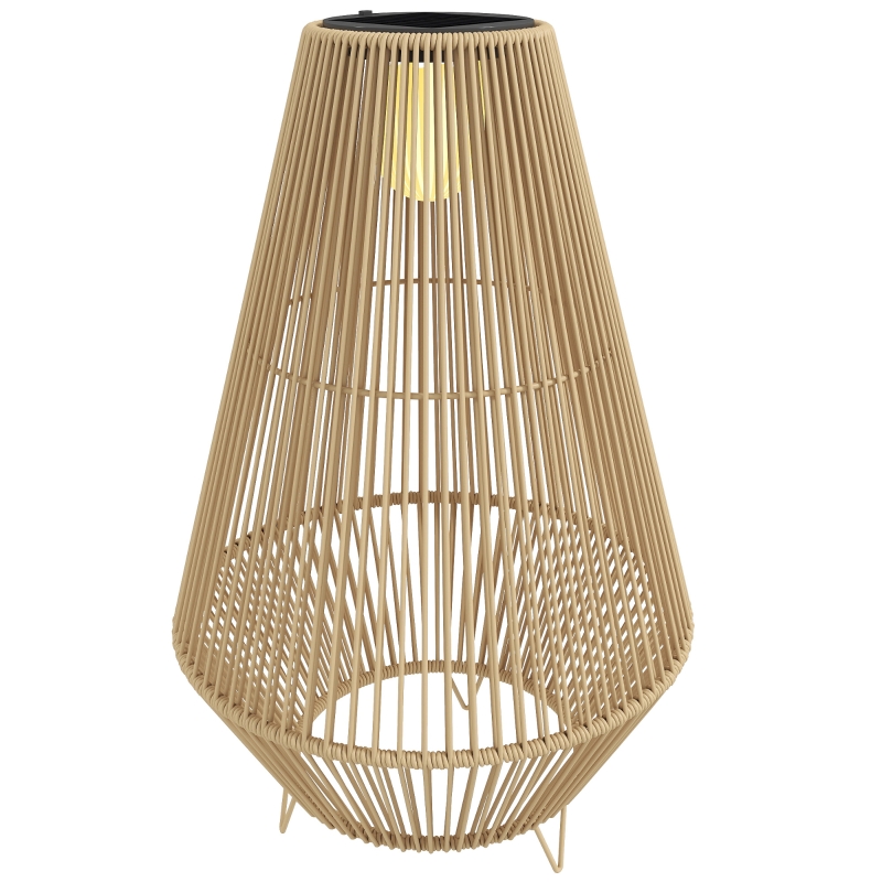 Outsunny Farol Solar Exterior de resina trenzada lámpara inalámbrica recargable sensor de luz 35 x 35 x 55 cm amarillo