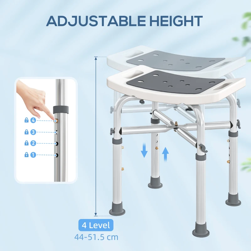 HOMCOM 44-51.5cm Aluminium Frame Shower/Bath Stool - Grey