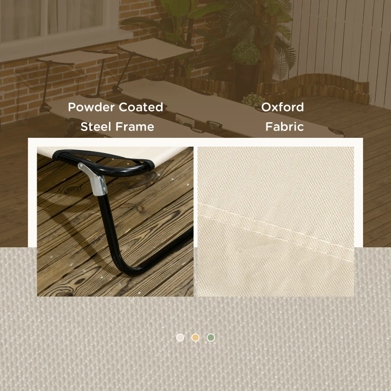 Outsunny Zestaw 2 leżaków składanych z daszkiem przeciwsłonecznym, 5-stopniowa regulacja oparcia, brązowe