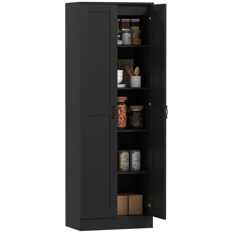 HOMCOM Armario 2 puertas mueble de almacenaje con 5 estantes, estilo contemporáneo, 60L x 36,5l x 175H negro