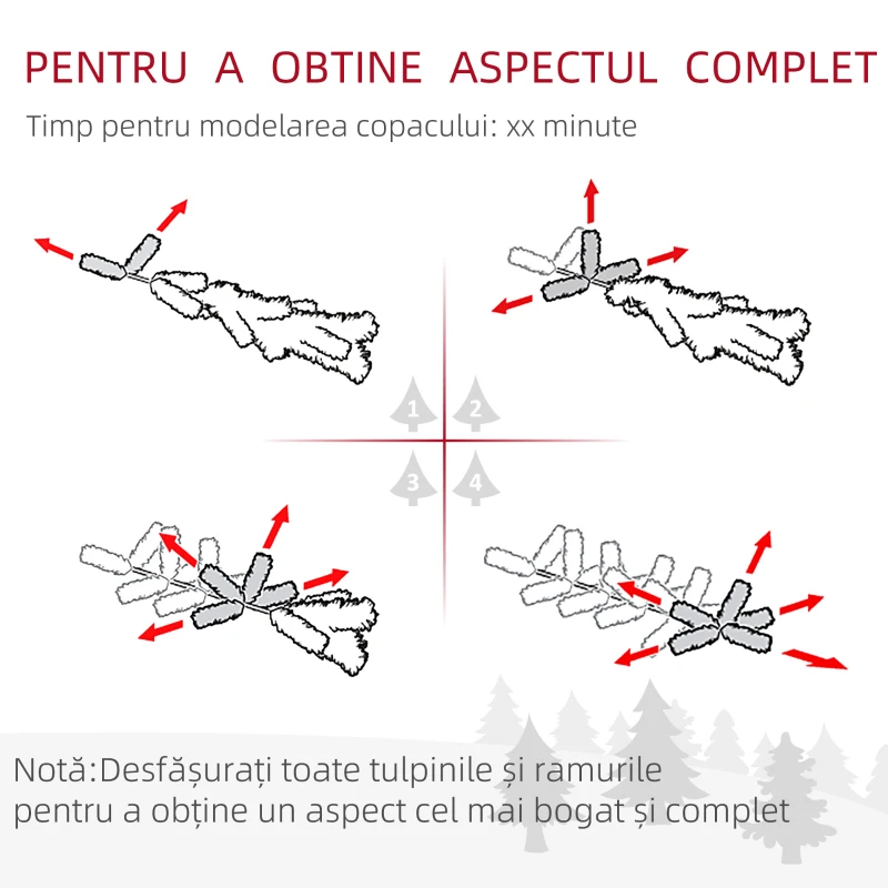 HOMCOM Brad de Crăciun artificial cu zăpadă din PP verde, 738 ramuri ignifuge și bază din oțel inoxidabil, Ø68x225 cm