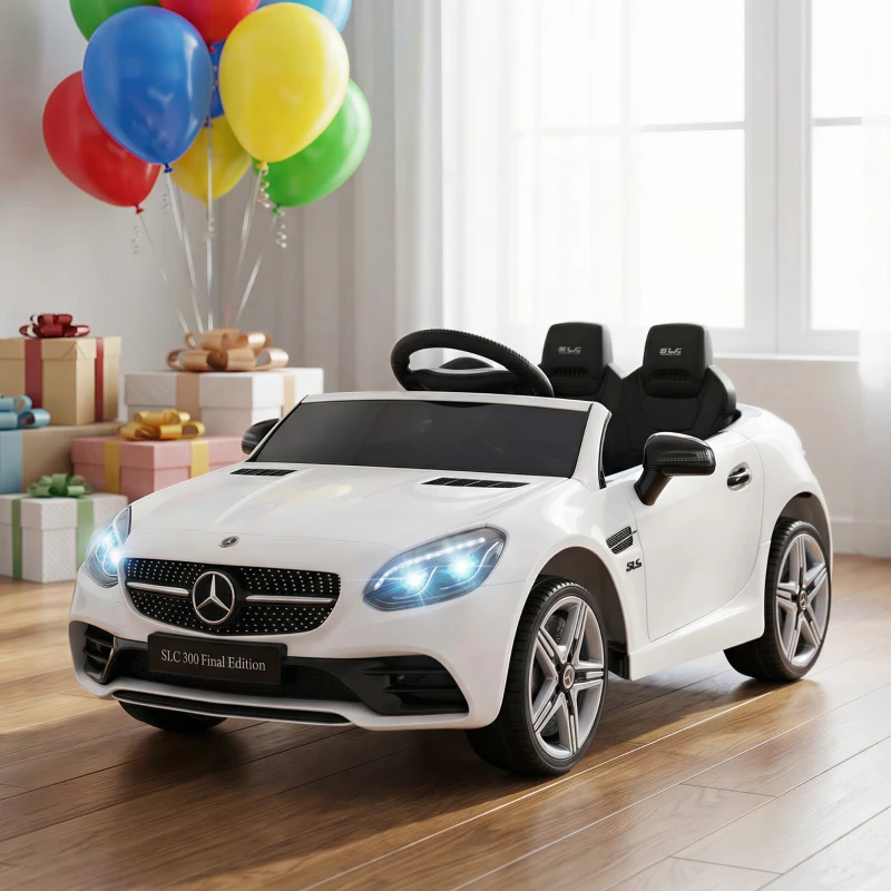 AIYAPLAY Voiture électrique enfants licence Mercedes SLC 300 12V V. Max. 5 Km/h effets sonores lumineux télécommande blanc(m-8)