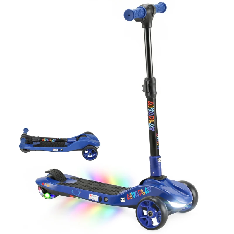 AIYAPLAY Patinete elétrico para crianças 6+ anos, dobrável 3 rodas partida zero, velocidade máxima 8 km/h 64 x 29 x 83 cm azul