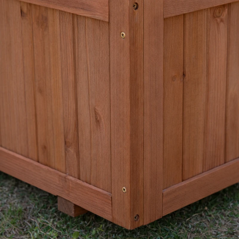 Outsunny 72.5 x 31.5 x 149.5 cm 45L Garden Wooden Pine Trough Planter with Topped Trellis Climbing Plants Flower Raised Bed, Orange