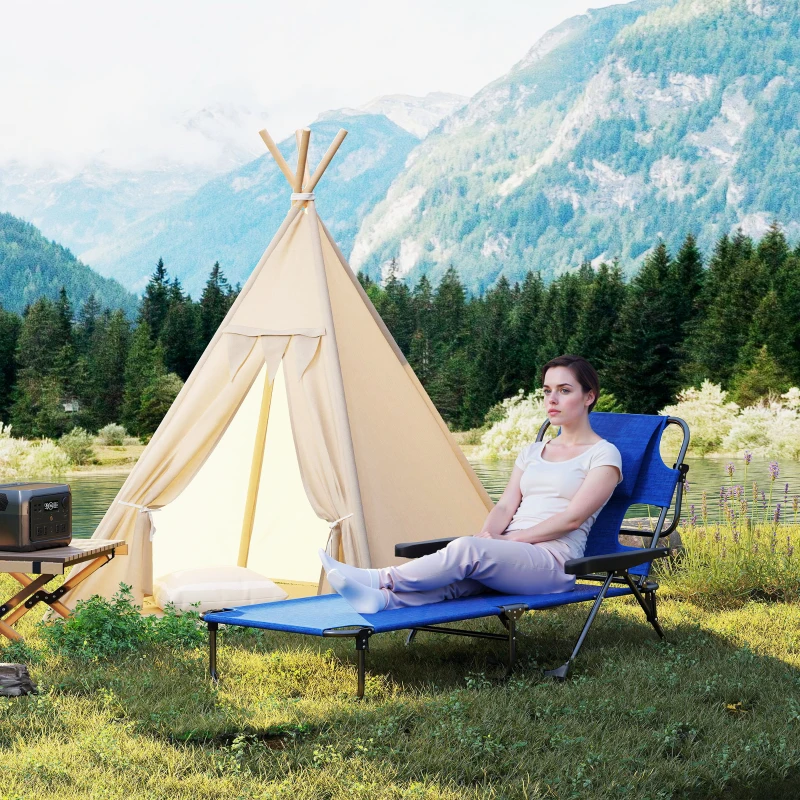 Leżak ogrodowy składany z poduszką i oknem do czytania