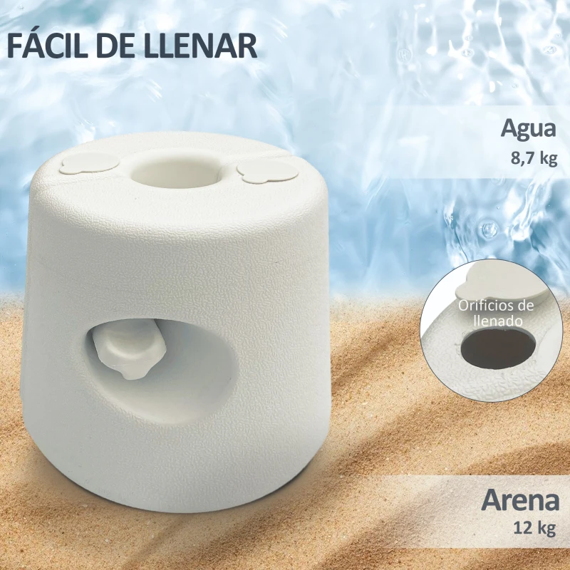 Outsunny Pack de 4 Pesos para Carpas Plegables Soportes Rellenables con 8,7 kg de Agua o 12 kg de Arena Ø21,5/24x25,5 cm Blanco